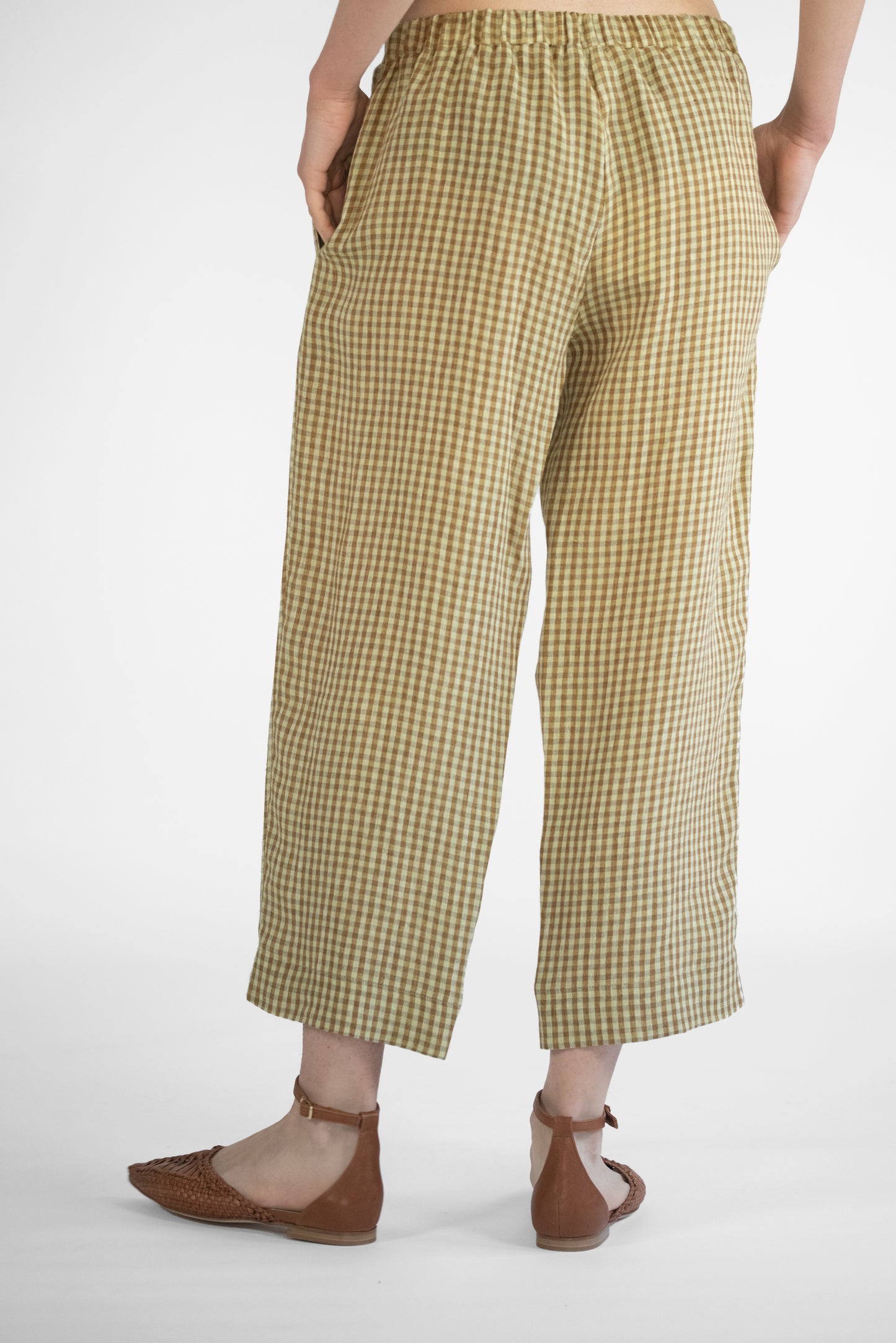 Pantalone culotte in lino a quadretti