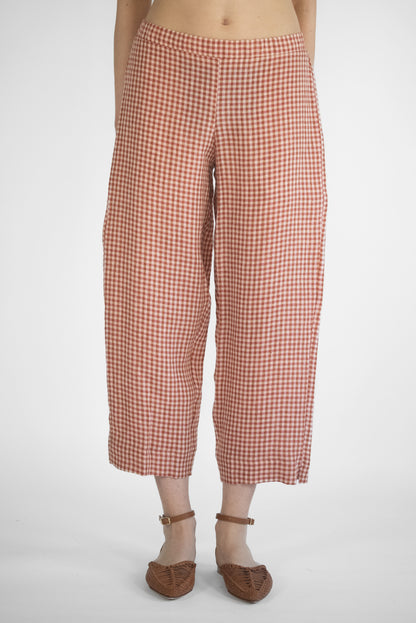 Pantalone culotte in lino a quadretti