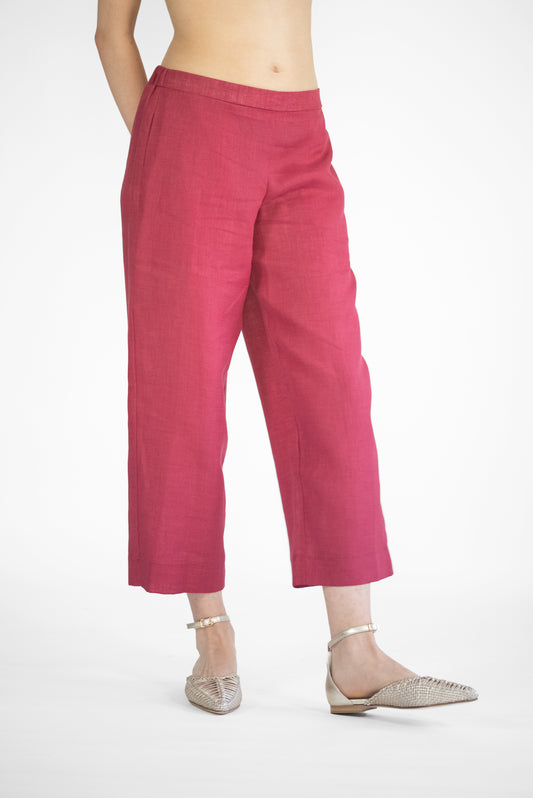 Pantalone culotte in lino  tinto filo