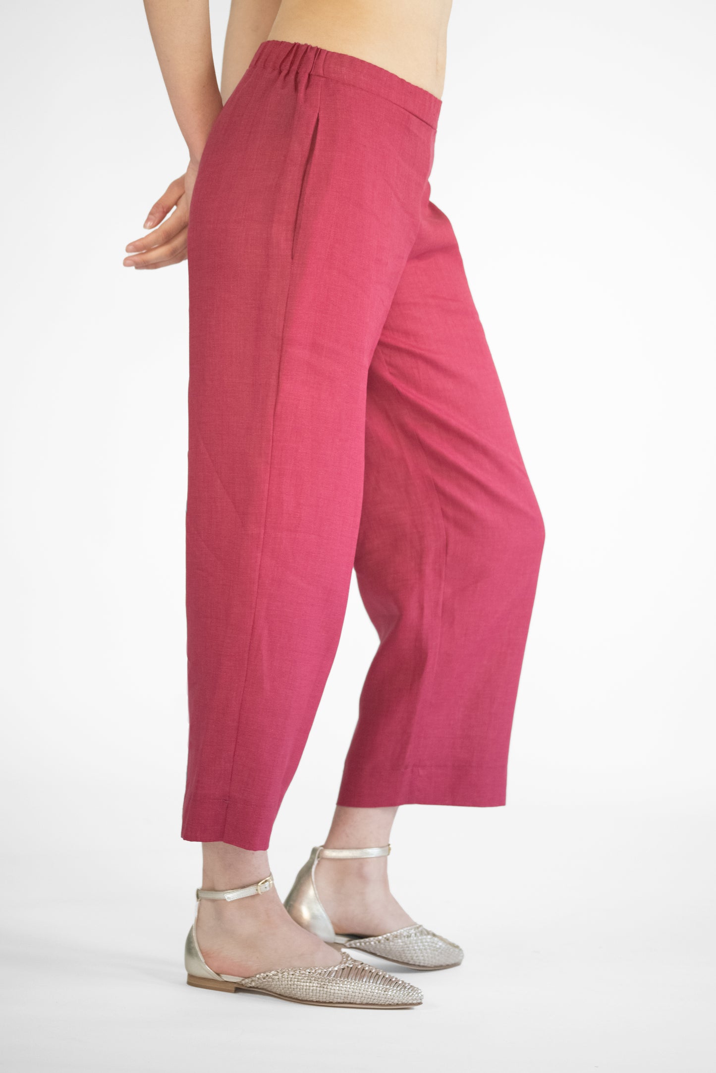 Pantalone culotte in lino  tinto filo